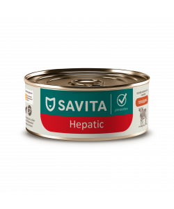 SAVITA prof консервы Hepatic для собак, поддержание здоровья печени с говядиной и курицей. Ветеринарный, диетический, 100г