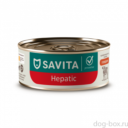 SAVITA prof консервы Hepatic для собак, поддержание здоровья печени с говядиной и курицей. Ветеринарный, диетический, 100г-0