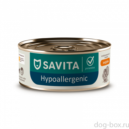 SAVITA prof консервы Hypoallergenic для собак при пищевой аллергии с индейкой. Ветеринарный, диетический, 100г-0