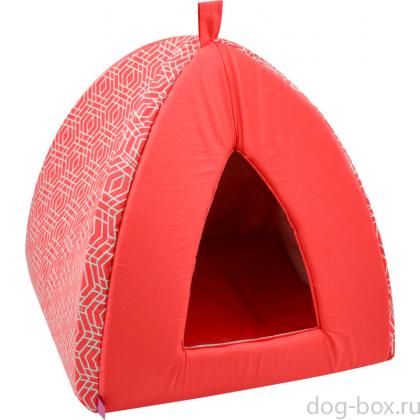 Дом вигвам "Геометрия" бязь, коралловый -0