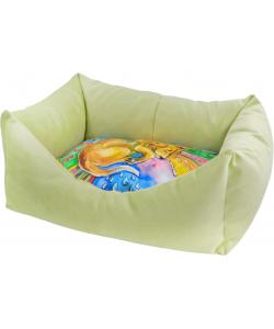 Лежанка-пухлик "Сны" рисунок Собака мебельная ткань (салатовая) 