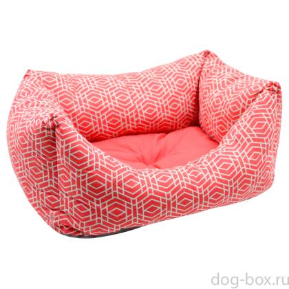 Лежанка пухлик "Геометрия" бязь, коралловая-0