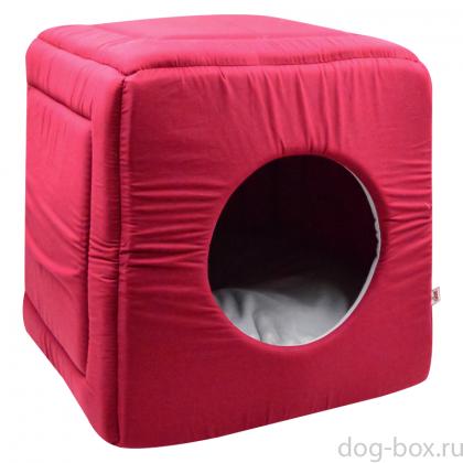 Дом куб-трансформер поплин, бордо, 50*50*48 см -0