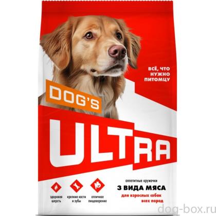 Полнорационный сухой корм для взроcлых собак всех пород 3 вида мяса, 0.6кг-0