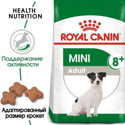 Для пожилых собак малых пород (до 10 кг): старше 8лет (Mini Adult 8+), 2кг-1