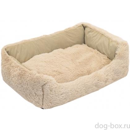 Лежак прямоугольный пухлый FURRY №3 с подушкой 70*53*h18см, бежевый-0