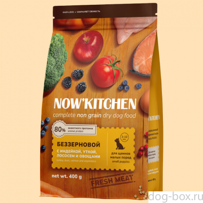 Беззерновой корм для щенков малых пород со свежей индейкой,уткой,лососем,Fresh Grain-free Turkey,Duck&Salmon,Small Puppy, 0.4кг-0