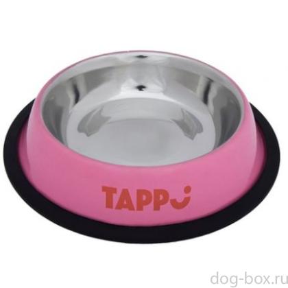 Металлическая миска с резинкой, розовая, 235 мл-0