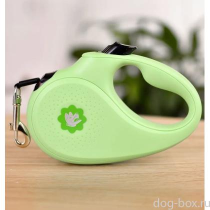 Рулетка-ремень "Лиан" для собак до 50кг, 5м, зелёная-0
