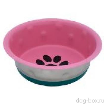 Нескользящая миска "Панджа", розовая, 480 мл-0