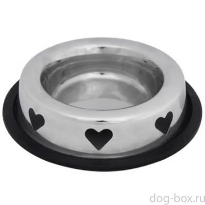 Металлическая миска с резинкой "Heart", 225 мл-0