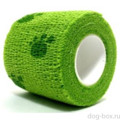 Бинт самофиксирующийся VETЗАБОТА 5см х 4,5м, зеленый с лапками-0