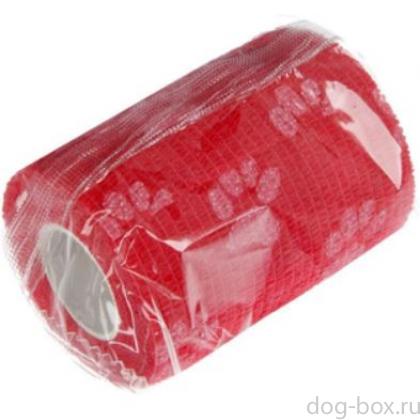 Бинт самофиксирующийся VETЗАБОТА 5см х 4,5м, красный с лапками-0