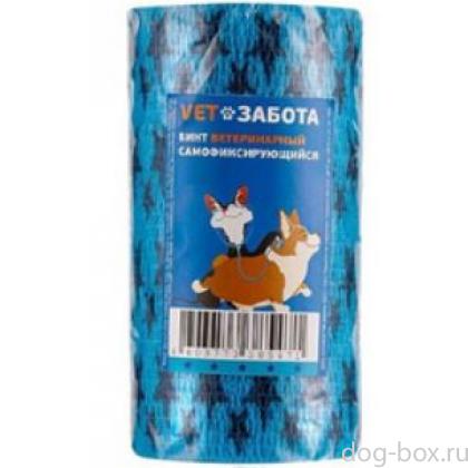 Бинт самофиксирующийся VETЗАБОТА 7,5см х 4,5м, голубой и звёзды-0