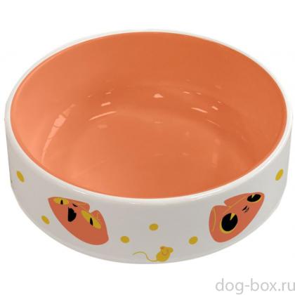 Керамическая миска, 12,5*4*7см, 350 мл, оранжевая-0