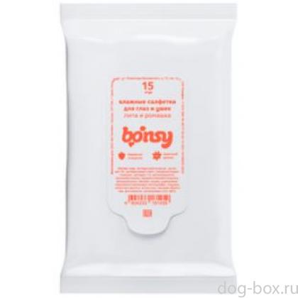 Влажные салфетки для ухода за глазами животных, с ароматом липа и ромашка, 15 шт.-0