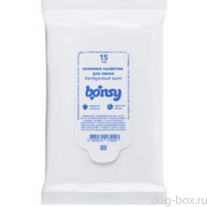 Влажные салфетки для ухода за лапами, с ароматом бамбуковый крем, 15 шт.-0