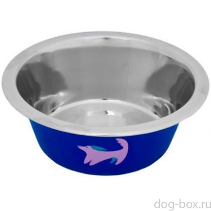 Металлическая миска с рисунком, синяя, 240 мл-0