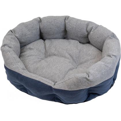 Лежак овальный пухлый, с подушкой, серый, 60*48*20см-1