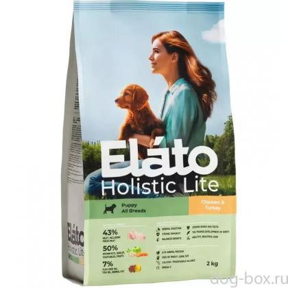 Сухой корм Elato Holistic Lite для щенков всех пород с курицей и индейкой, 2кг-0