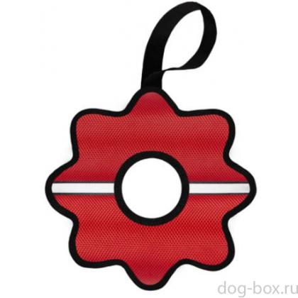 Игрушка для собак "Олли", красный цветок со светоотражающей полоской, 23*23см-0