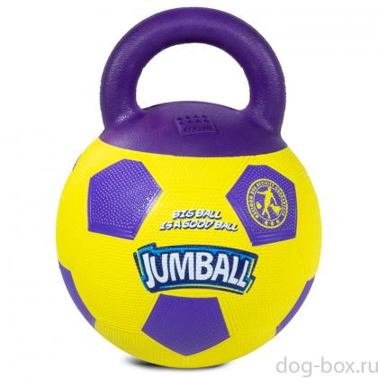 Игрушка для собак Мяч футбольный c ручкой желтый 26см, серия JUMBALL (75366)-0