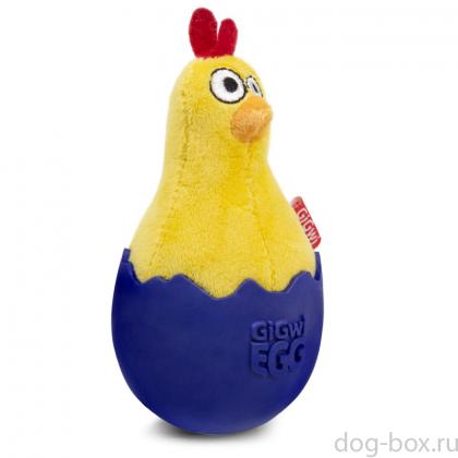 Игрушка для собак Цыпленок-неваляшка с пищалкой 14см, серия GIGwi EGG (75476)-0