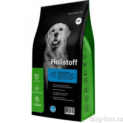 Беззерновой корм БЕЛАЯ РЫБА и ОВОЩИ для взрослых собак и щенков средних и крупных пород, 2кг-0