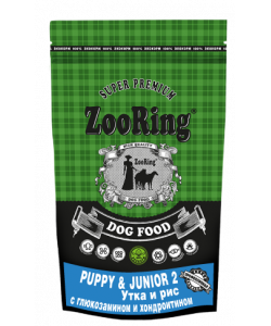 Корм сухой для щенков Puppy&Junior2, Утка и рис с глюкозамином, 2кг
