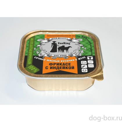 Консервы для собак кусочки в желе Фрикасе с индейкой, 100г-0