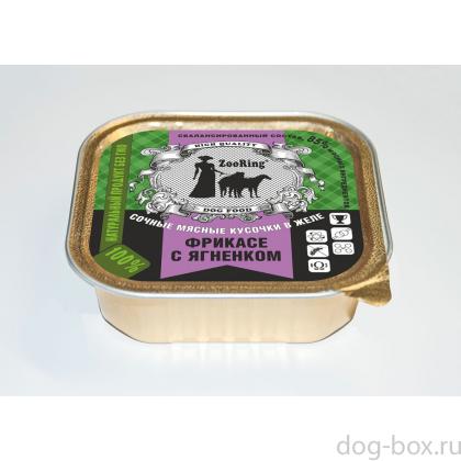 Консервы для собак кусочки в желе Фрикасе с ягненком, 100г-0