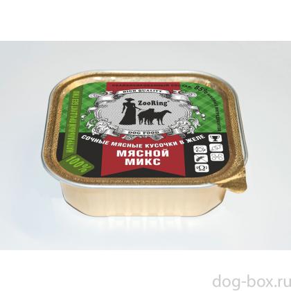 Консервы для собак кусочки в желе Мясной микс, 100г-0