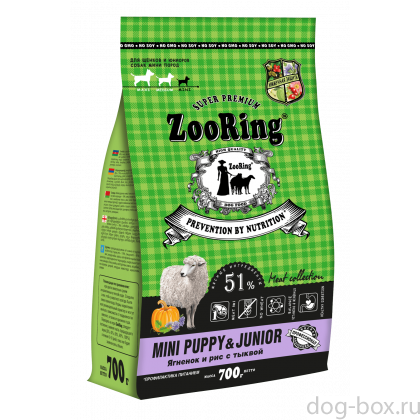 Корм сухой для щенков мелких пород Mini Puppy&Junior Ягненок и рис с тыквой, 0,7кг Корм сухой для щенков мелких пород Mini Puppy&Junior Ягненок и рис с тыквой, 0,7кг-0