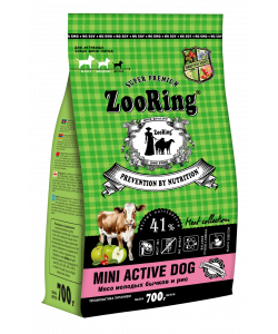Корм сухой для для собак Mini Active Dog мясо молодых бычков и рис, 0,7кг
