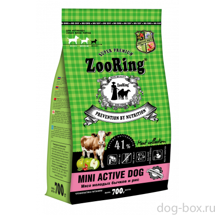 Корм сухой для для собак Mini Active Dog мясо молодых бычков и рис, 0,7кг Корм сухой для для собак Mini Active Dog мясо молодых бычков и рис, 0,7кг-0