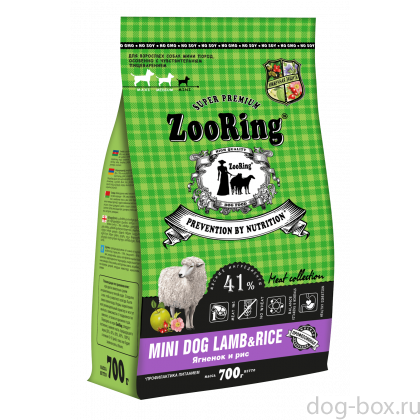 Корм сухой для взрослых собак мелких пород с чувствительным пищеварением Mini Dog Lamb&Rice Ягненок и рис, 0,7кг Корм сухой для взрослых собак мелких пород с чувствительным пищеварением Mini Dog Lamb&Rice Ягненок и рис, 0,7кг-0