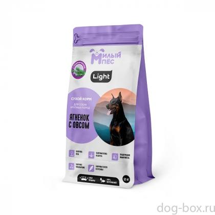 Сухой корм LIGHT для крупных пород собак Ягненок с овсом, 12кг-0