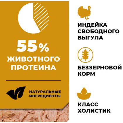 Корм консервированный полнорационный беззерновой для щенков и собак с чувствительным пищеварением с индейкой, 0.1кг-2