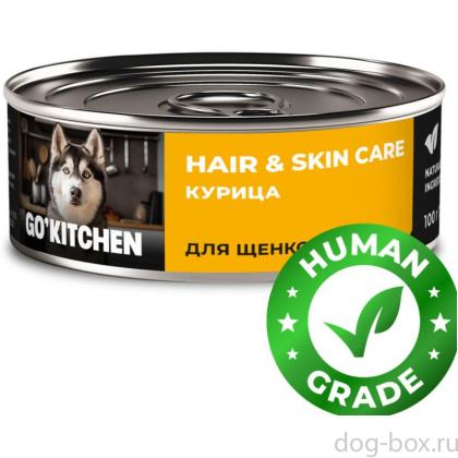 Корм консервированный полнорационный для щенков и собак с курицей, 0.1кг-0