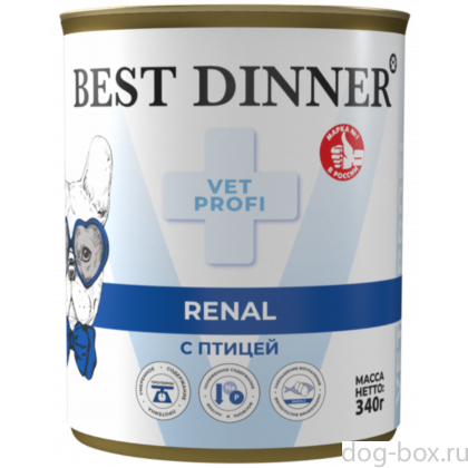 Влажный корм при заболеваниях почек у взрослых собак с птицей Renal, 340г-0