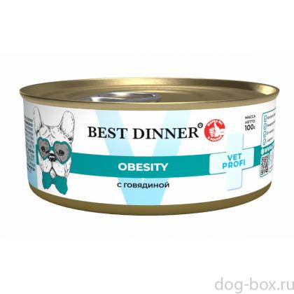 Влажный корм для снижения и контроля избыточной массы тела для взрослых собак с говядиной Obesity, 100г-0