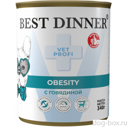 Влажный корм для снижения и контроля избыточной массы тела для взрослых собак с говядиной Obesity, 340г-0