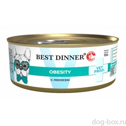 Влажный корм для снижения и контроля избыточной массы тела для взрослых собак с лососем Obesity, 100г-0