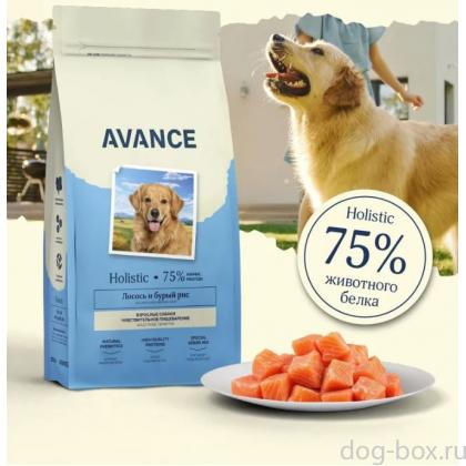 Полнорационный сухой корм для взрослых собак с чувствительным пищеварением с лососем и бурым рисом (Adult Sensitive), 0.8кг-0