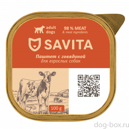 Влажный корм для собак, паштет со свежей говядиной, 98% мяса, 100г-0