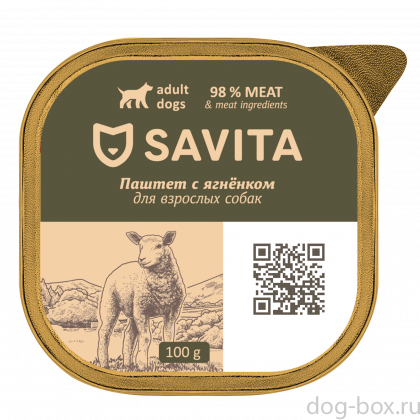 Влажный корм для собак, паштет со свежим ягнёнком, 98% мяса, 100г-0