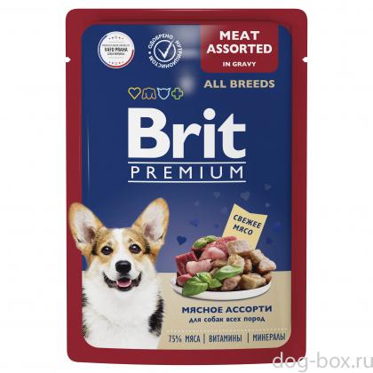 Premium Пауч для взрослых собак всех пород мясное ассорти в соусе, 85г-0