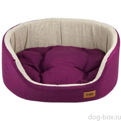 Лежанка овальная "Эколен" с подушкой, баклажан, 43*30*16см-0