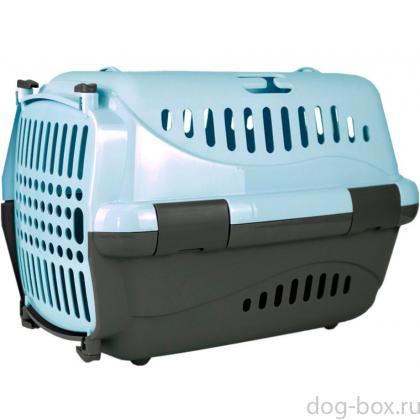 Переноска для животных "Турне" с пластиковой дверцей, 48*32*32см, голубая-0