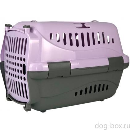 Переноска для животных "Турне" с пластиковой дверцей, 48*32*32см, фиолетовая-0